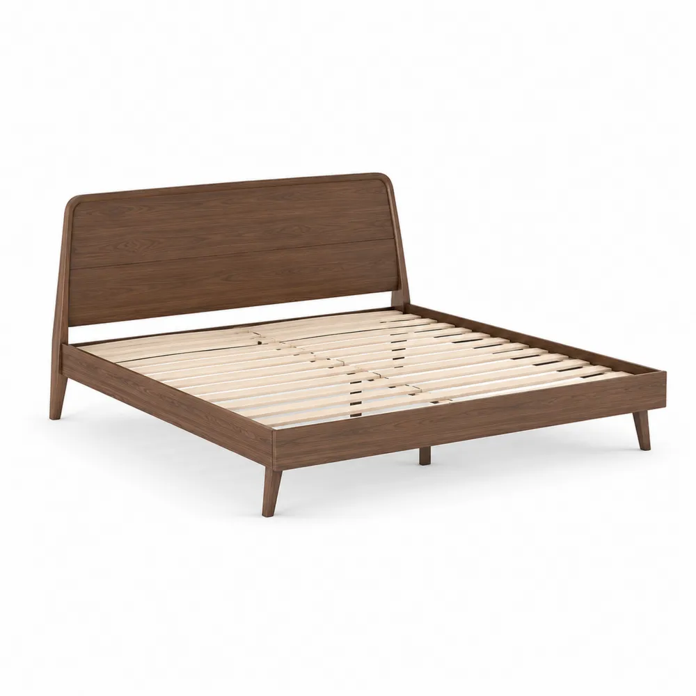 Cama Doble de Madera de Nogal Marrón 200x160 cm-Dravtrivoqelx