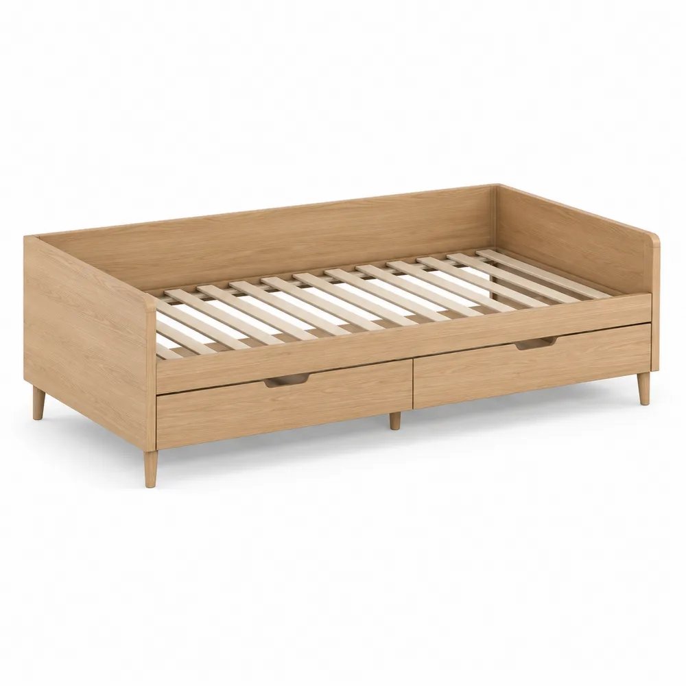 Cama nido de madera de pino con cajones 200x90 cm Color Natural-Dravtrivoqelx