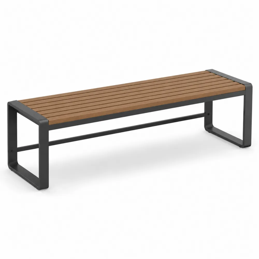 Banco de madera y metal para exterior 180x42x45 cm Marrón/Negro-Dravtrivoqelx