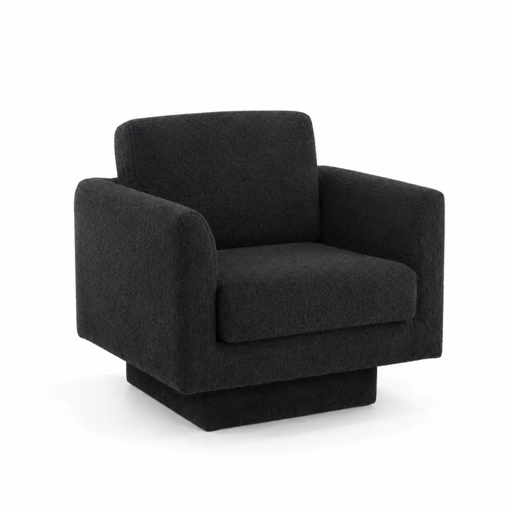 Fauteuil en tissu noir avec structure en bois-Solvortinela