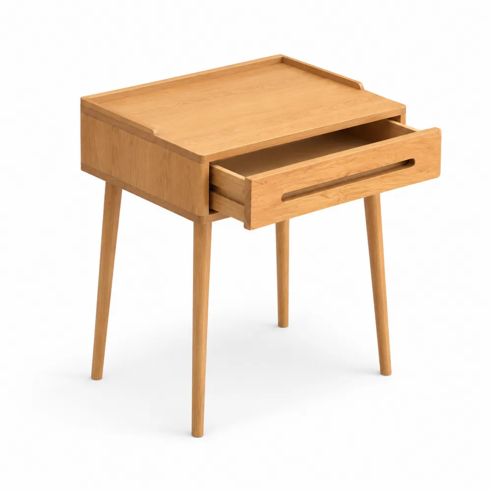 Table de maquillage en bois de chêne avec tiroir-Solvortinela