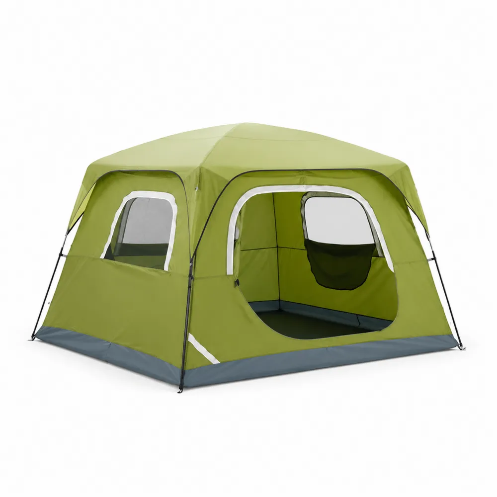Tente de Camping en Polyester et Fibre de Verre Vert pour 4 Personnes-Solvortinela