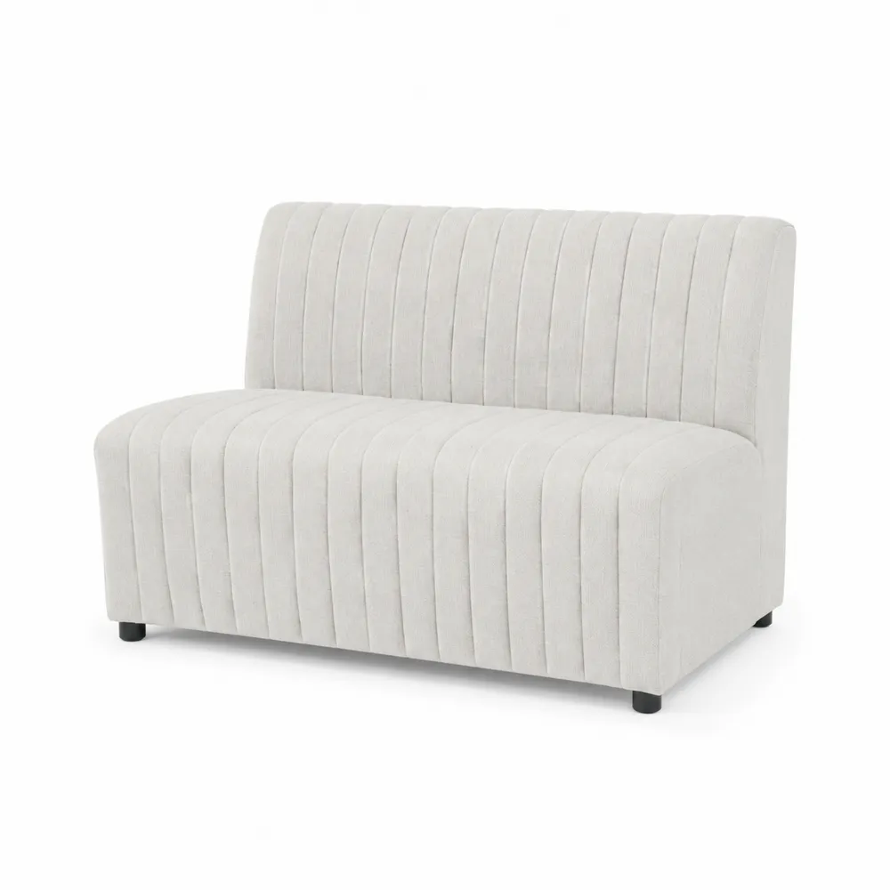 Banquette 2 places en tissu polyester gris clair-Solvortinela