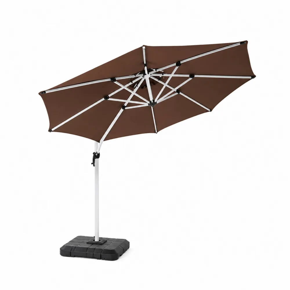 Parasol déporté en aluminium et polyester marron-Solvortinela
