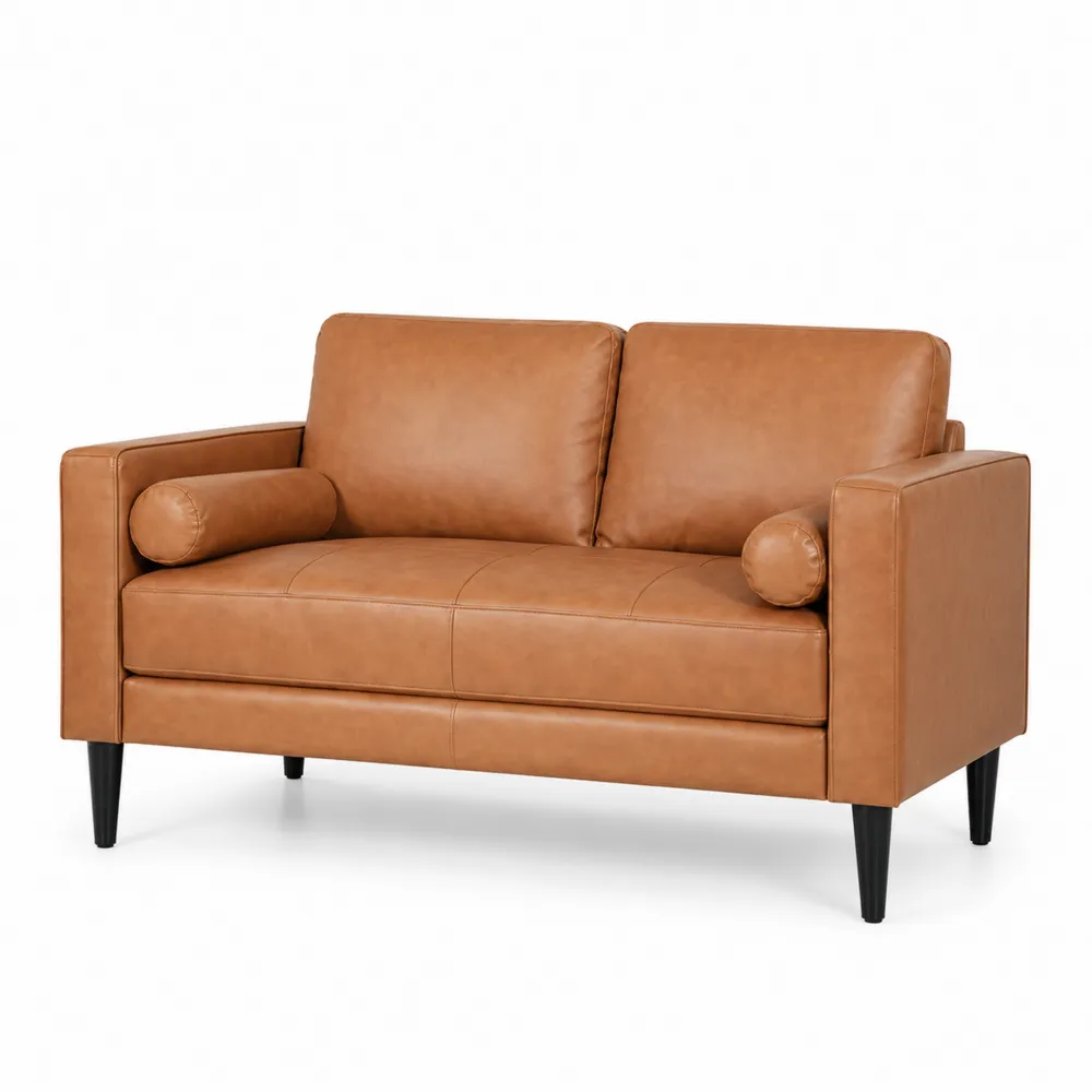 Canapé deux places en cuir Brun 150 cm-Solvortinela