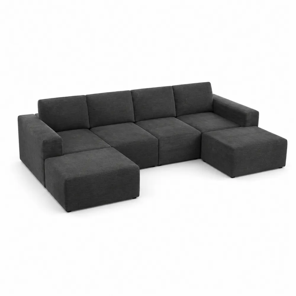 Canapé modulable en tissu gris foncé-Solvortinela