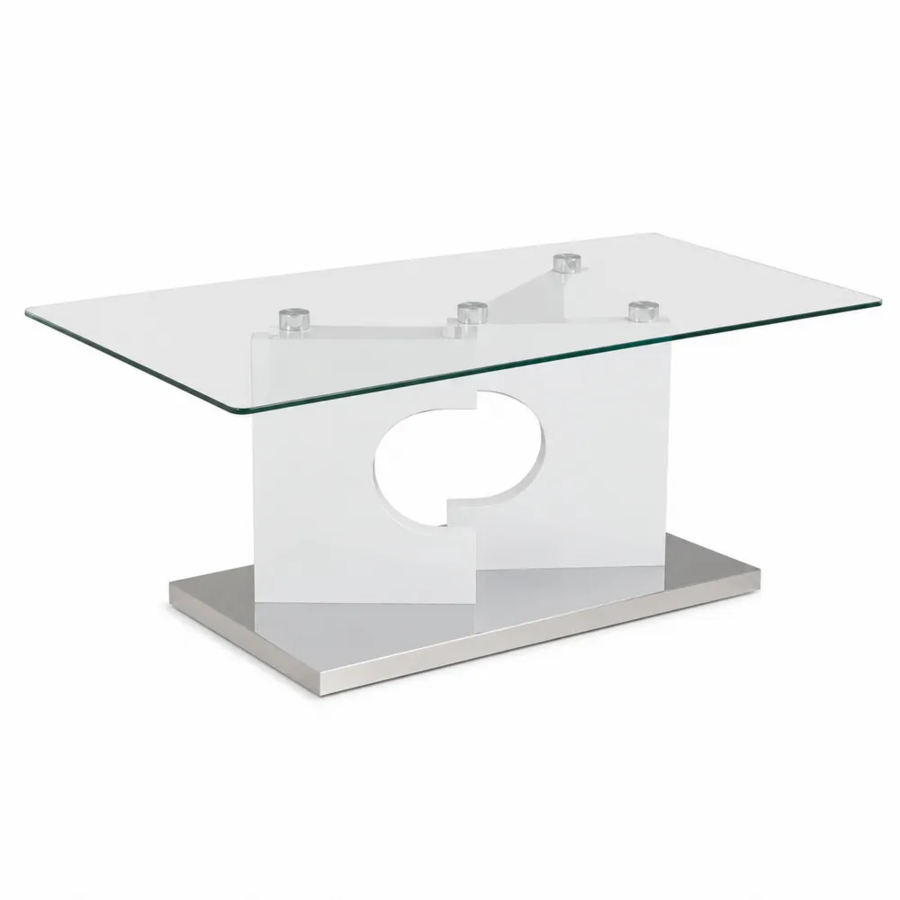 Table basse rectangulaire en verre et métal-Solvortinela