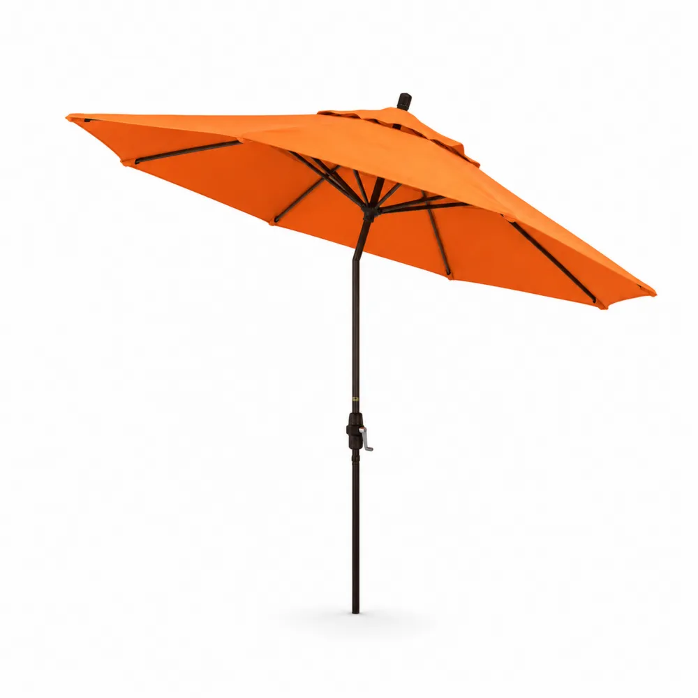 Parasol rond en acier et polyester orange diamètre 250 cm-Solvortinela