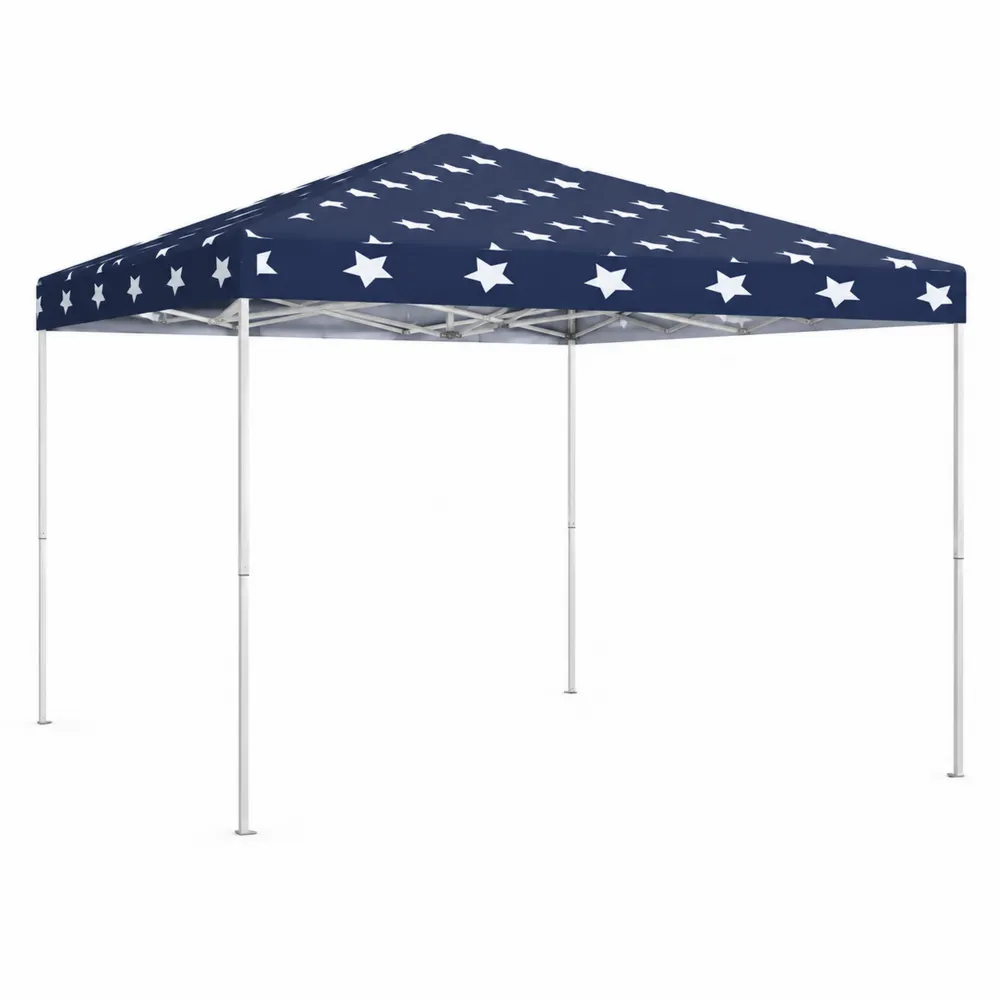 Tonnelle Pliante Extérieure 3x3m en Métal et Tissu Bleu Étoilé-Solvortinela
