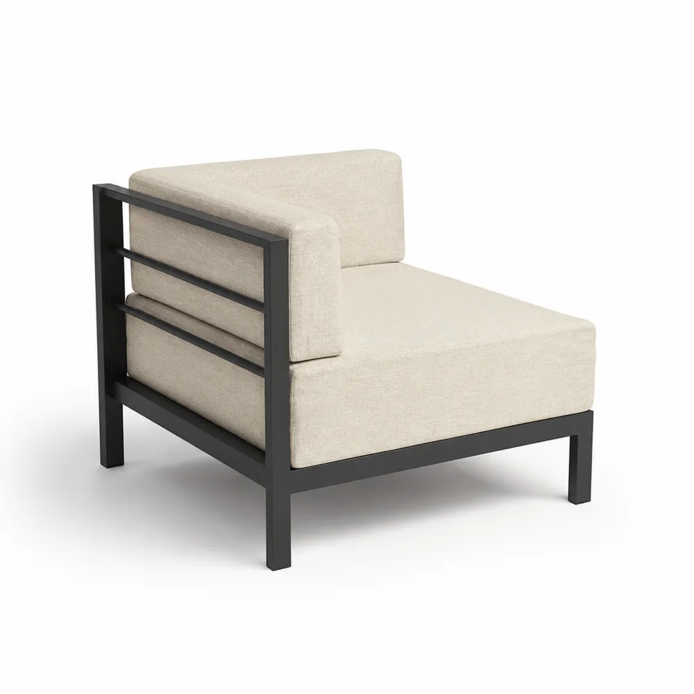 Fauteuil d'extérieur en aluminium avec coussin en tissu Beige/Noir-Solvortinela