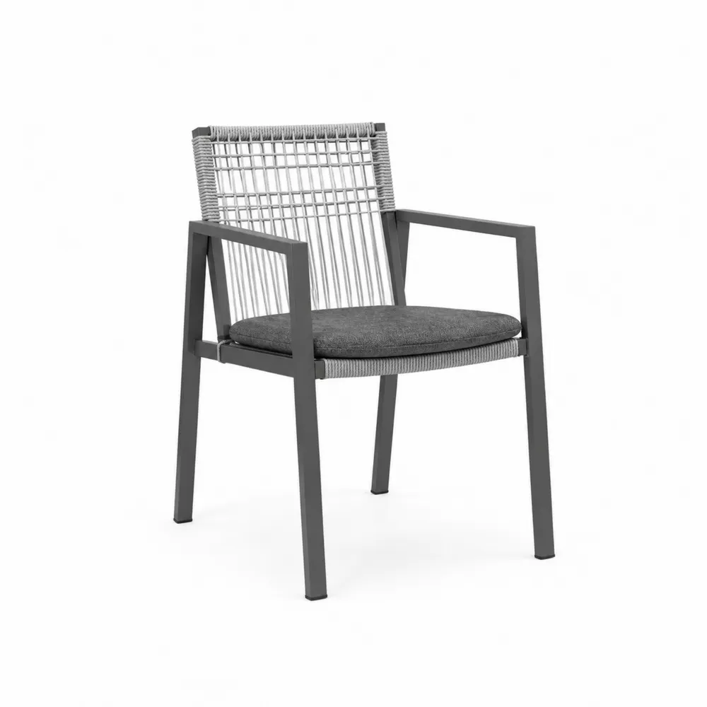 Chaise en aluminium et corde avec coussin-Solvortinela