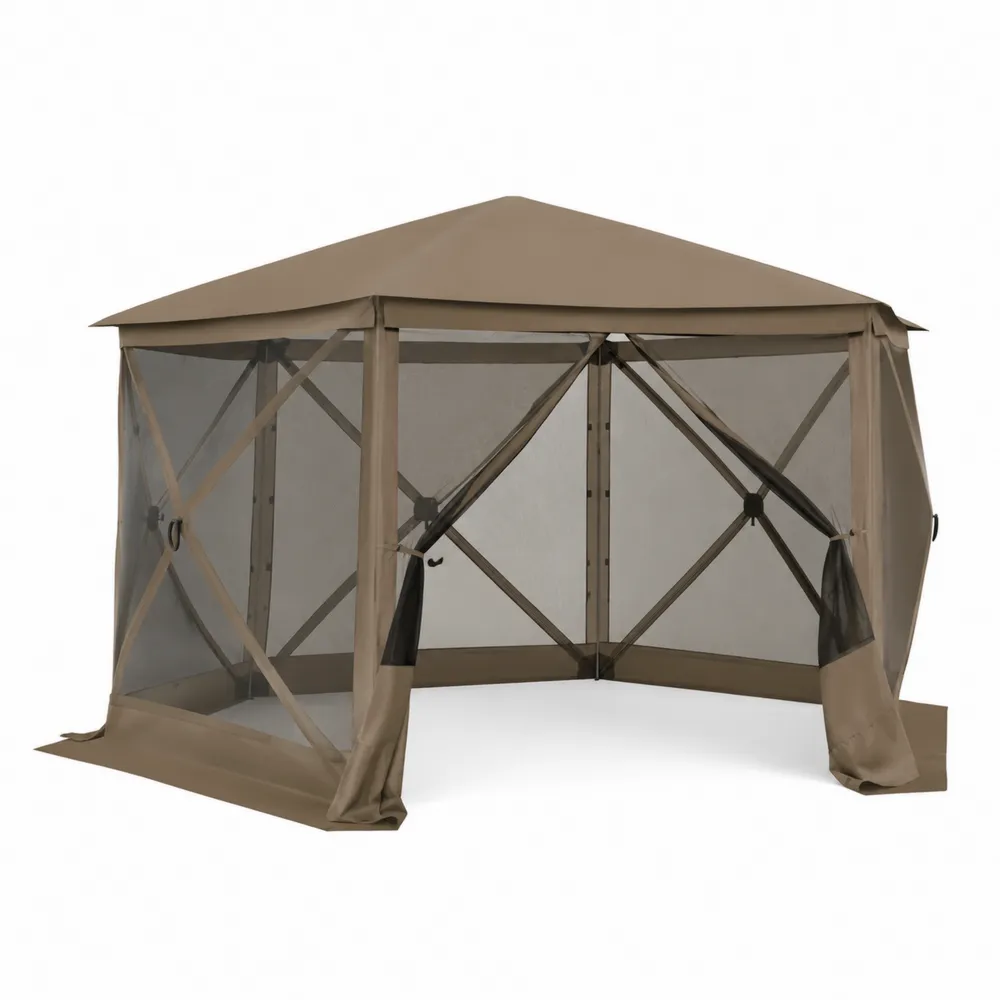 Tente pliante extérieure avec moustiquaire en polyester Beige 300 cm-Solvortinela