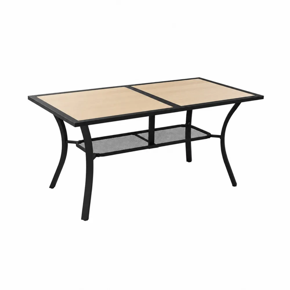 Table de jardin en bois composite et acier 150x90x75cm-Solvortinela