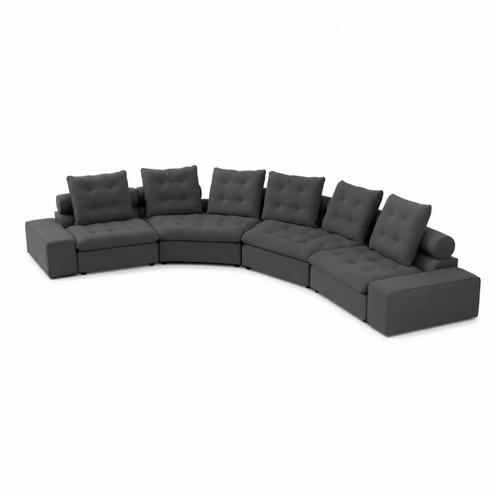 Canapé modulaire en tissu Polyester Anthracite 6 places-Solvortinela