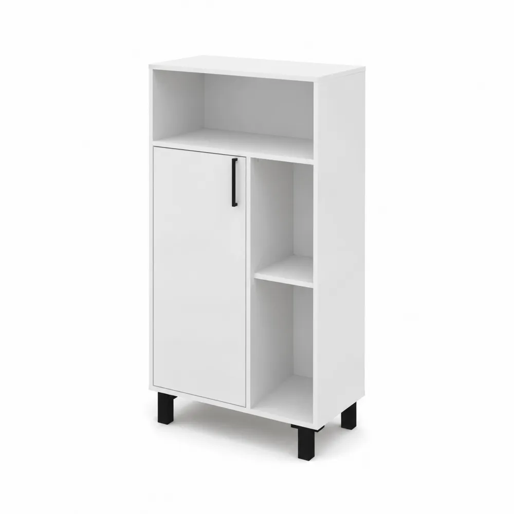 Meuble de rangement en bois blanc avec porte et étagères 120x60x30 cm-Solvortinela