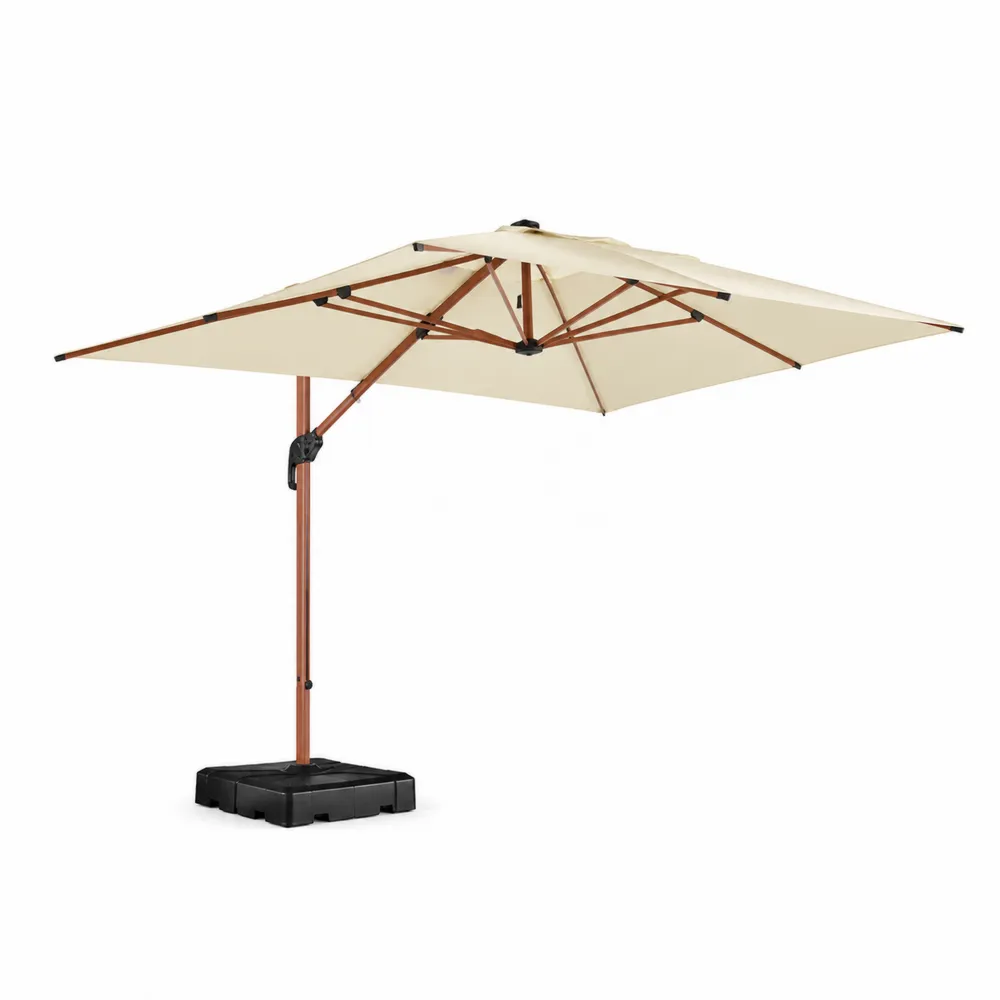 Parasol déporté rectangulaire 3x4m avec mât en métal et toile en tissu-Solvortinela