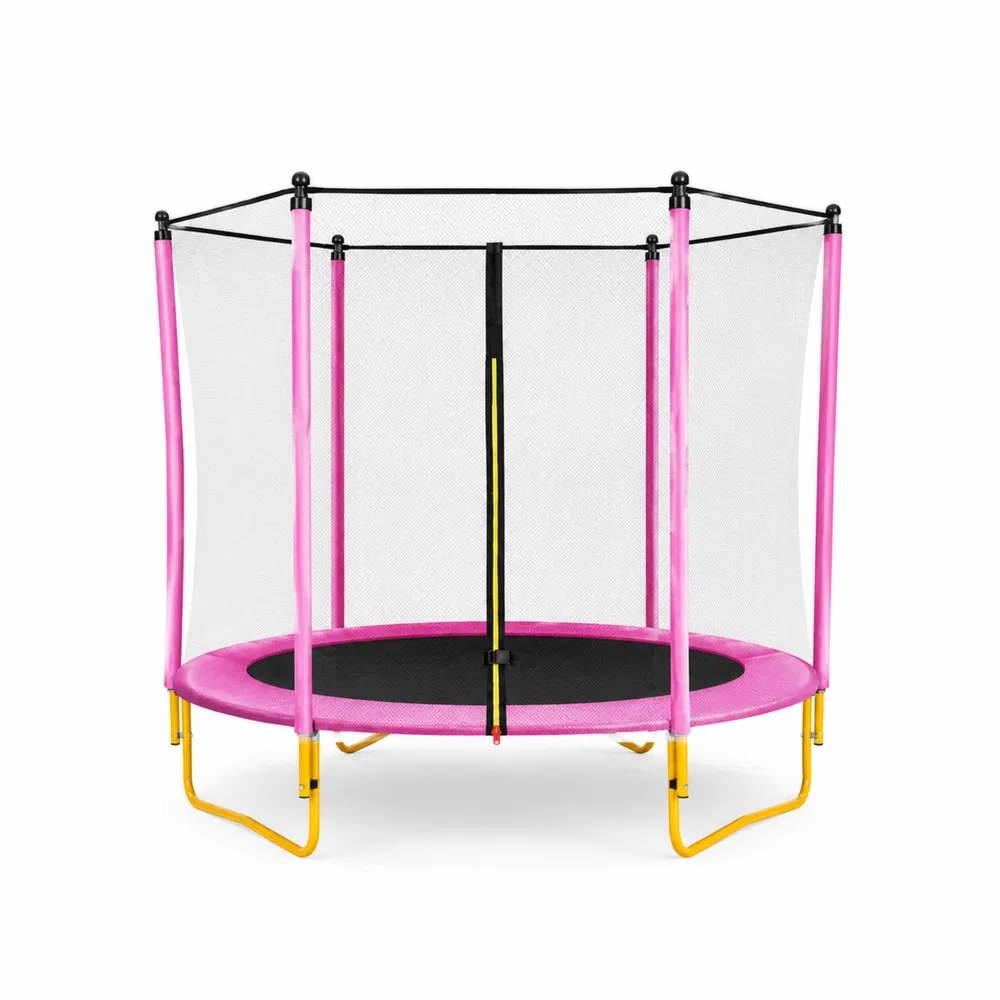 Trampoline avec filet de protection en acier et polypropylène 140 cm Rose-Solvortinela