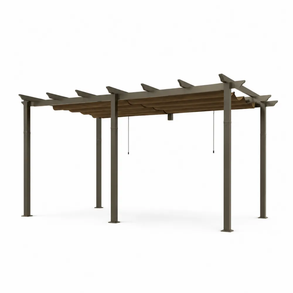 Pergola en aluminium avec toit coulissant 3x4 m-Solvortinela