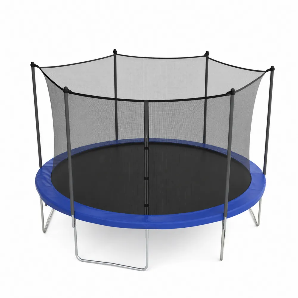 Trampoline ronde Ø 305 cm en acier et polypropylène avec filet de sécurité Bleu et Noir-Solvortinela