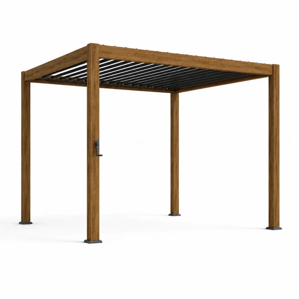 Pergola en Bois et Aluminium 3m x 3m-Solvortinela