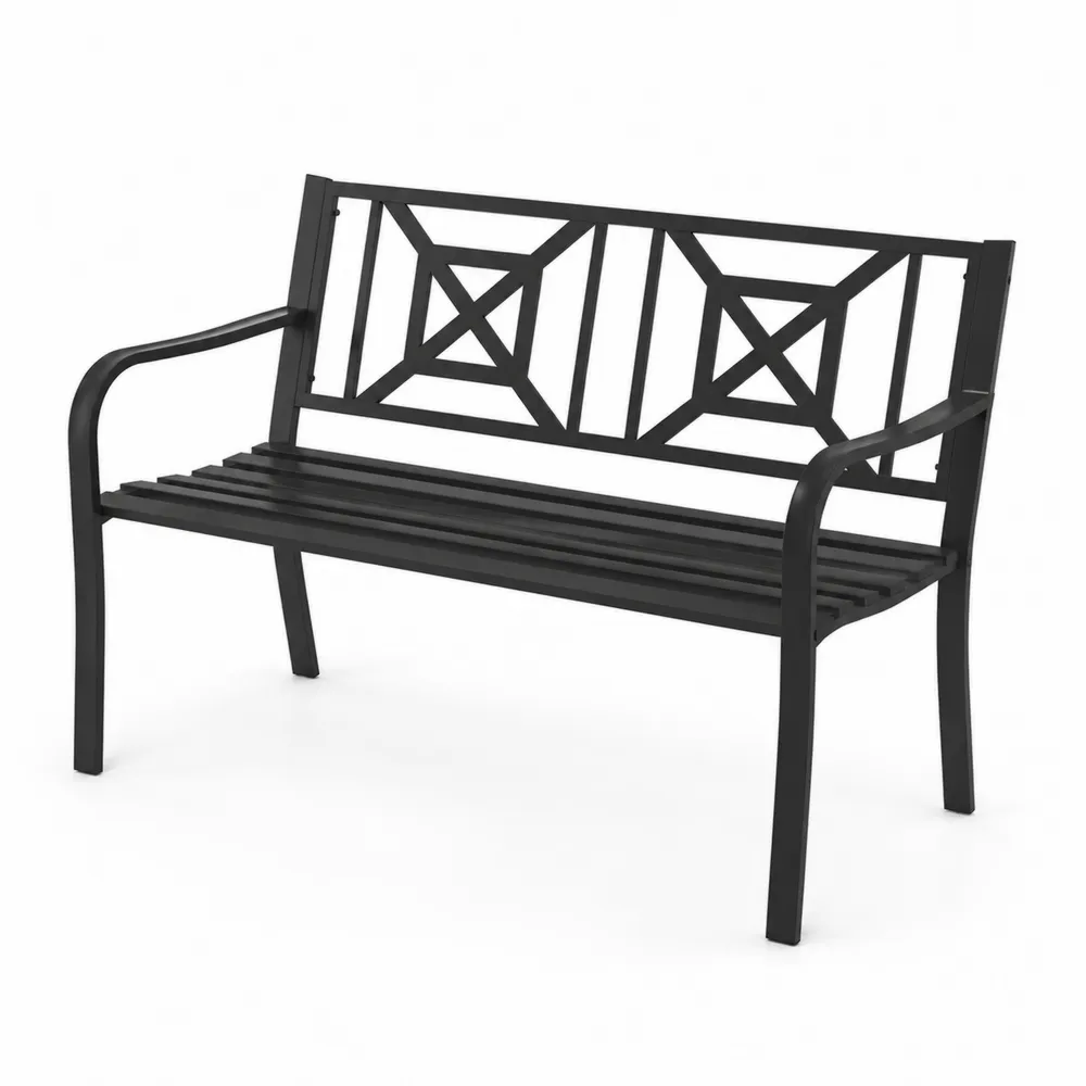 Banc en métal noir 125 cm-Solvortinela