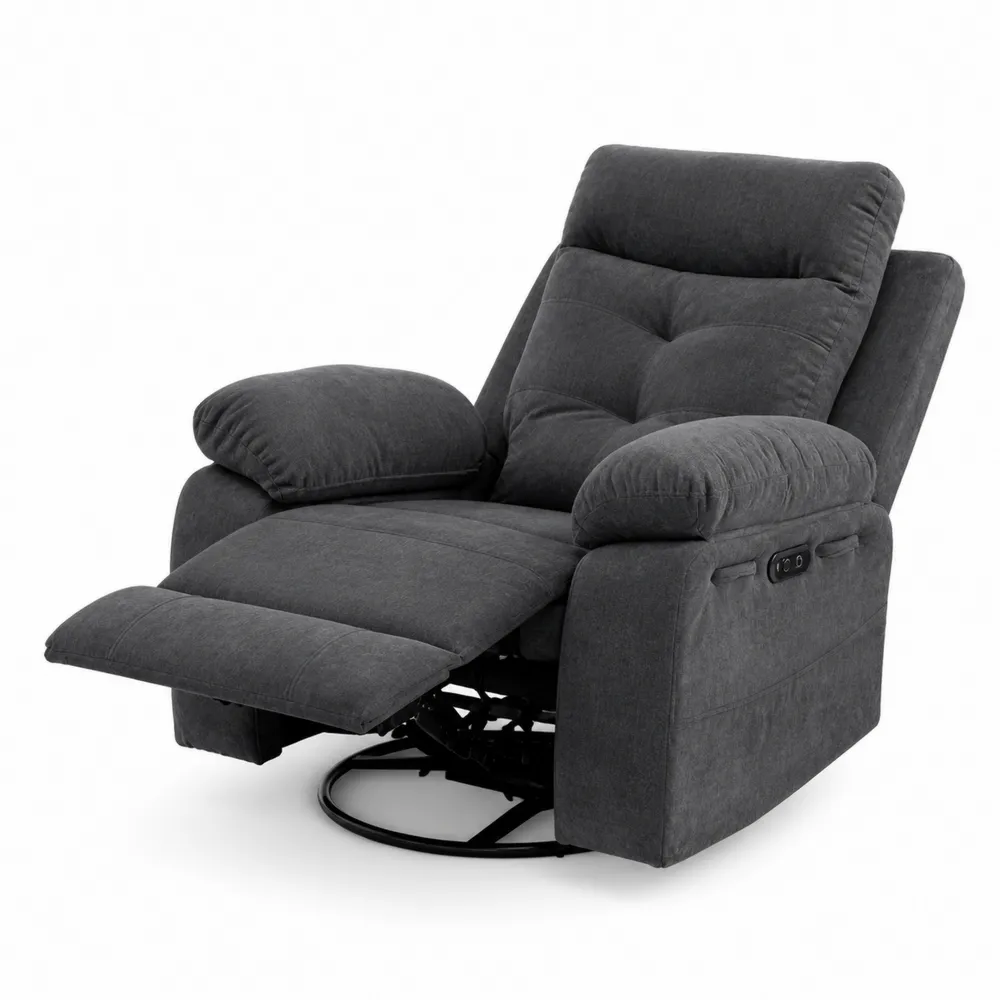 Fauteuil inclinable en polyester gris avec mousse polyuréthane-Solvortinela