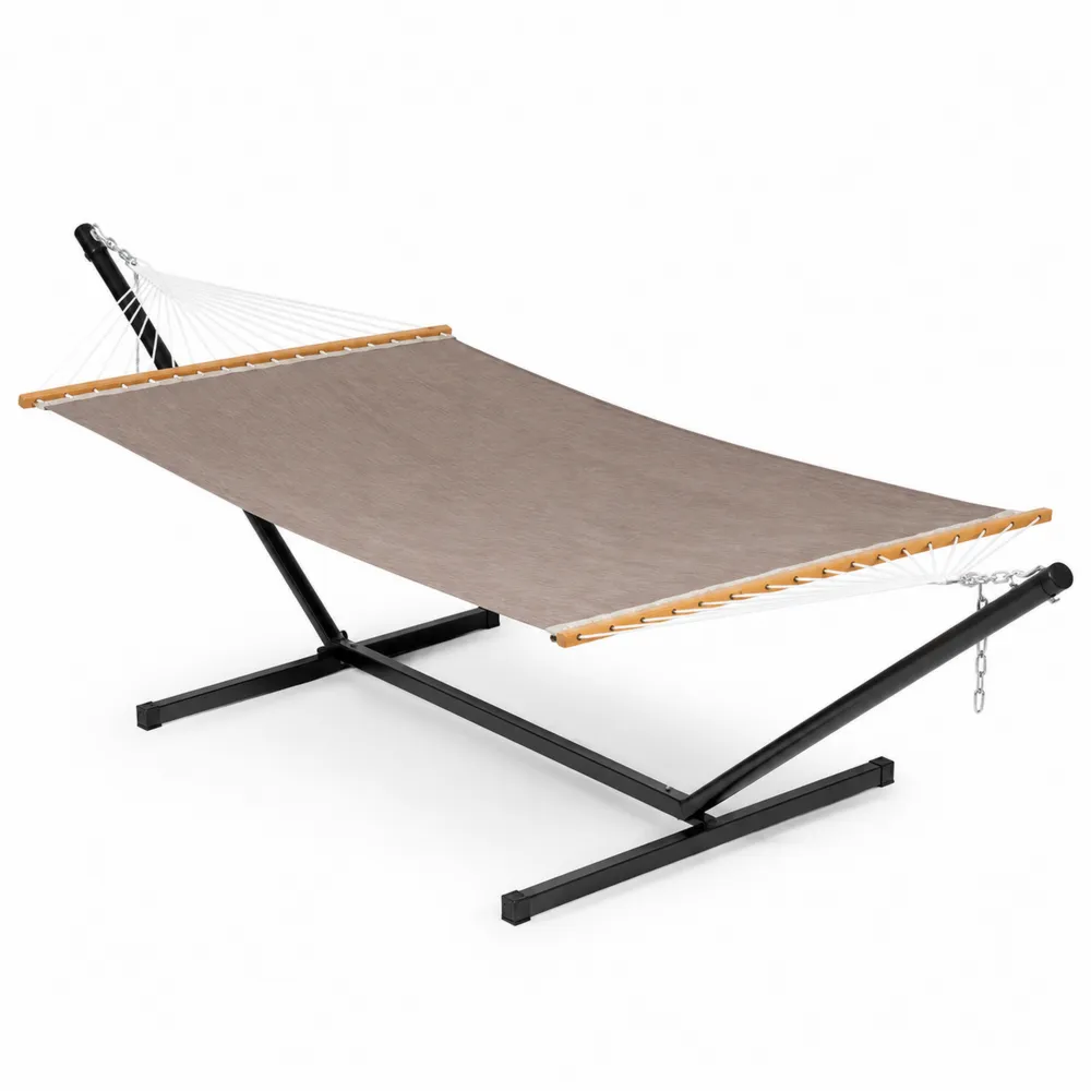Hamac en métal et tissu beige 200x150 cm-Solvortinela