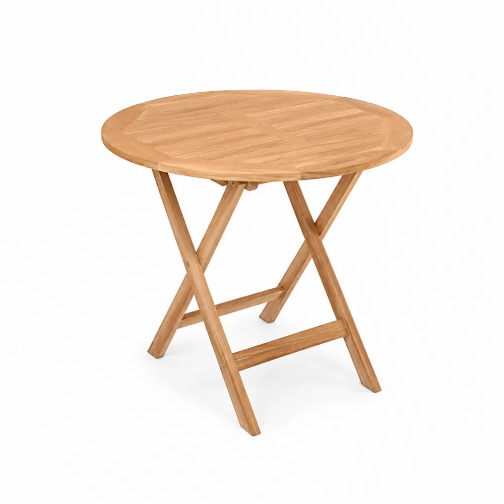 Table pliante en bois pour extérieur Ø70 cm-Solvortinela