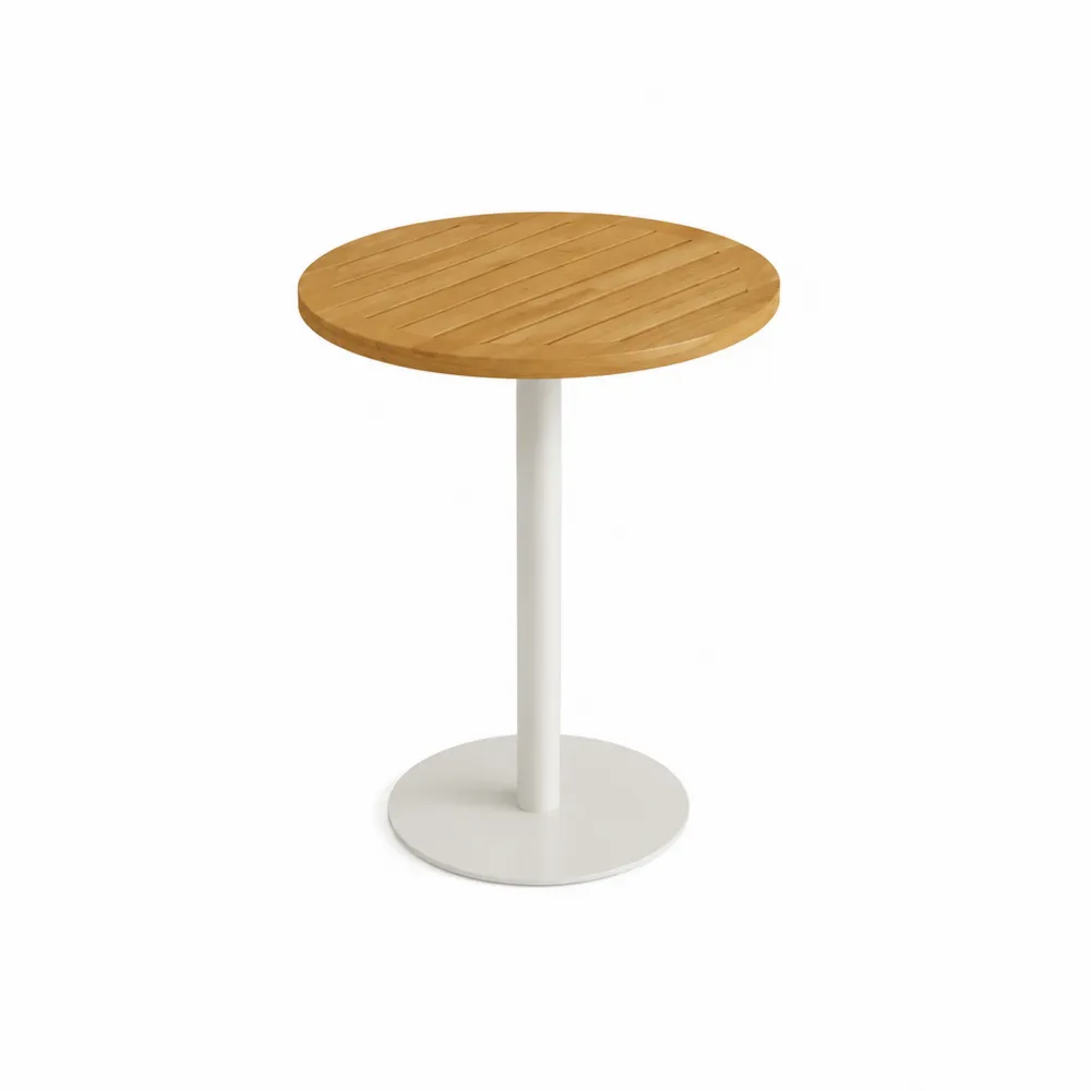 Table ronde en bois et métal blanc 60cm-Solvortinela