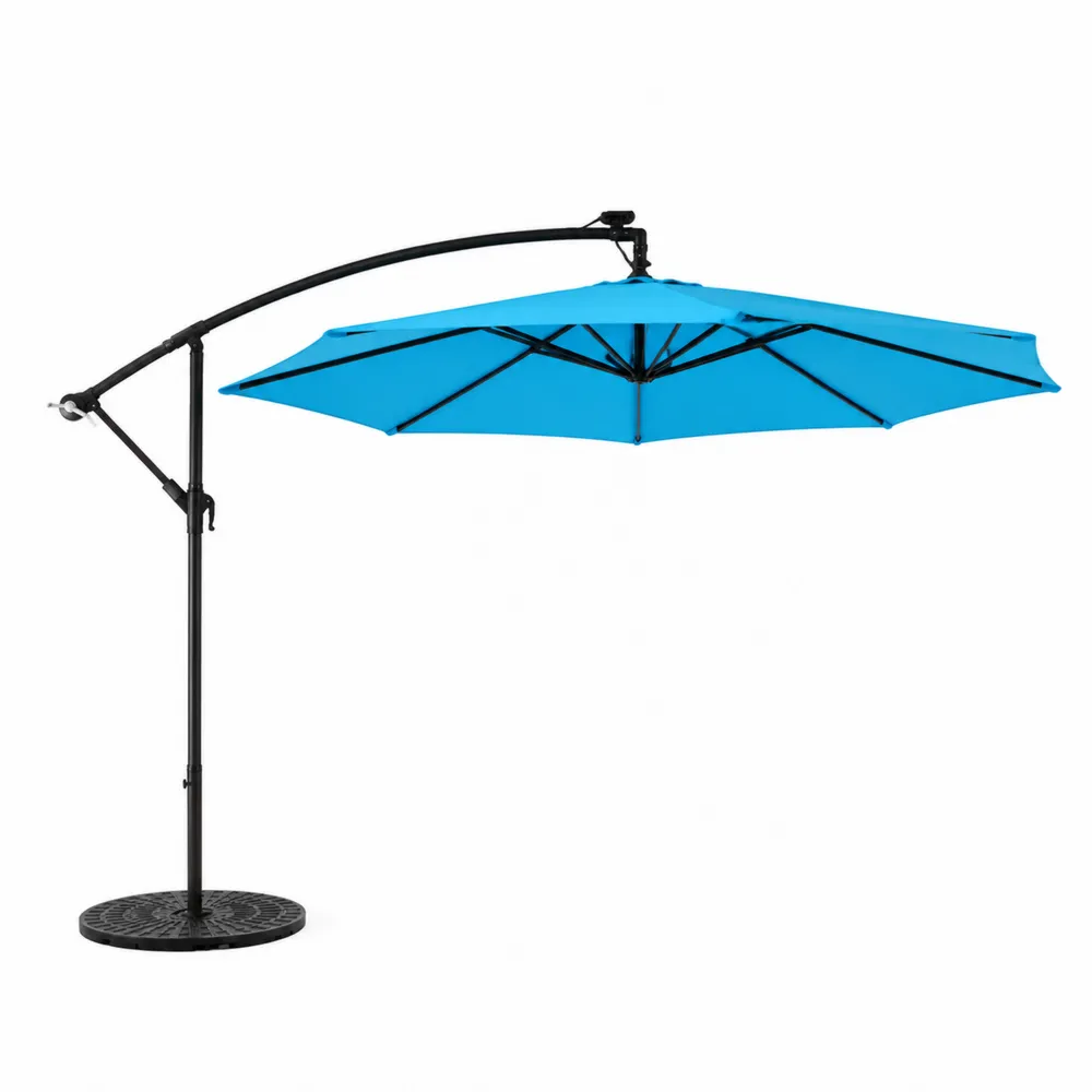 Parasol déporté en aluminium et polyester bleu, Ø 300 cm-Solvortinela