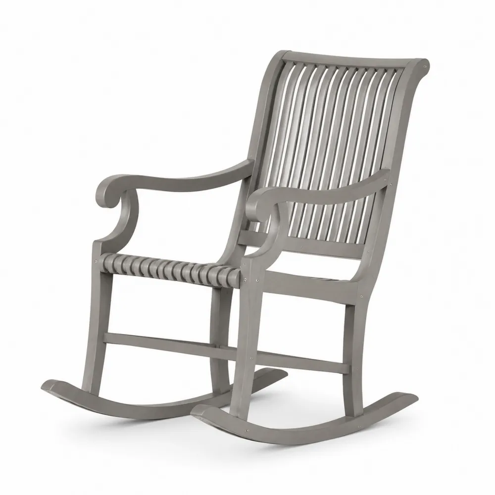 Chaise à bascule en bois de pin gris-Simplivillaeu
