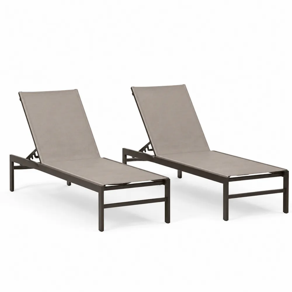 Lot de 2 chaises longues en aluminium et textilène Gris Taupe-Simplivillaeu