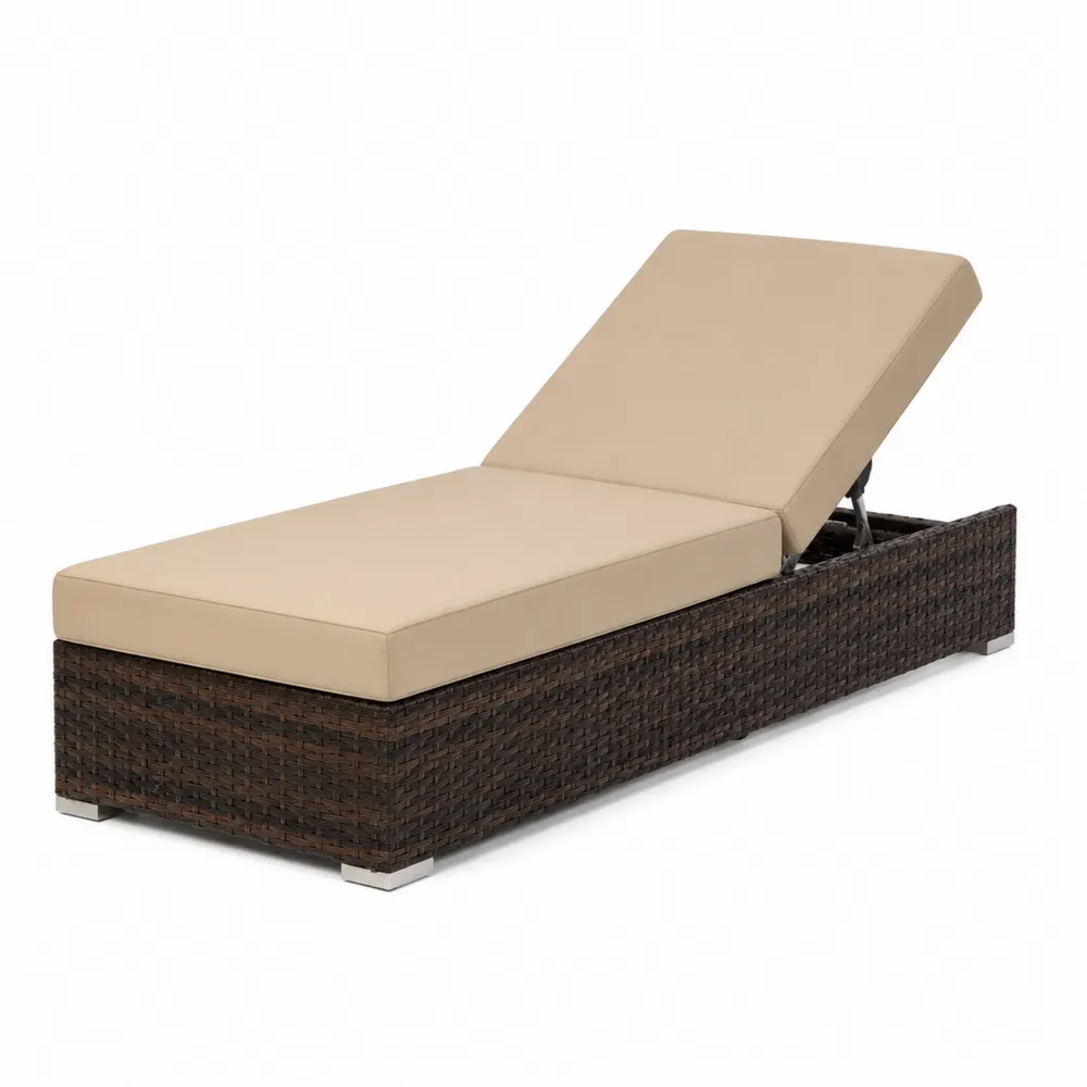 Chaise Longue d'Extérieur en Résine Tressée Beige-Simplivillaeu