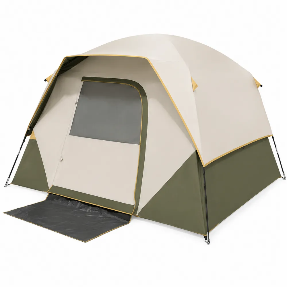 Tente dôme 6 personnes en polyester et aluminium Beige/Vert-Simplivillaeu