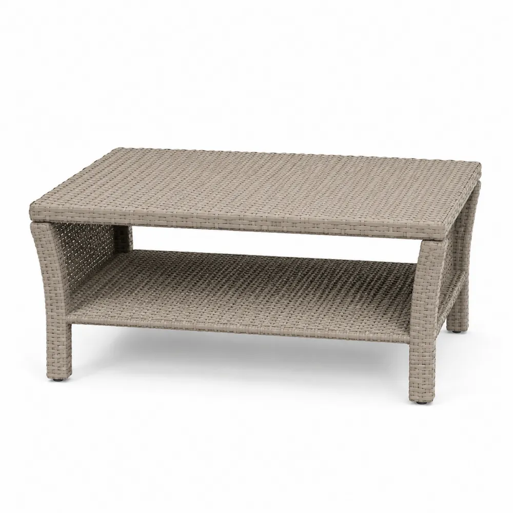 Table basse de jardin en rotin synthétique beige-Simplivillaeu