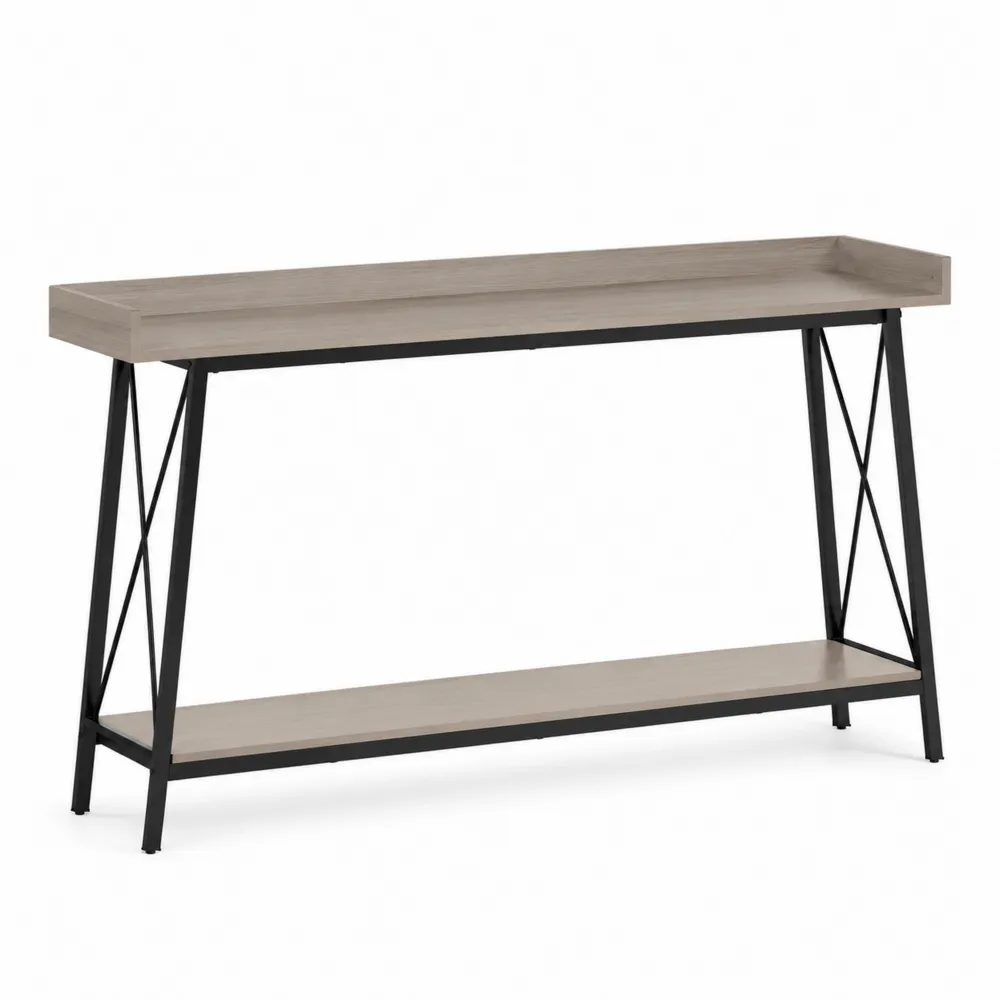 Console en bois aggloméré et métal noir-Simplivillaeu