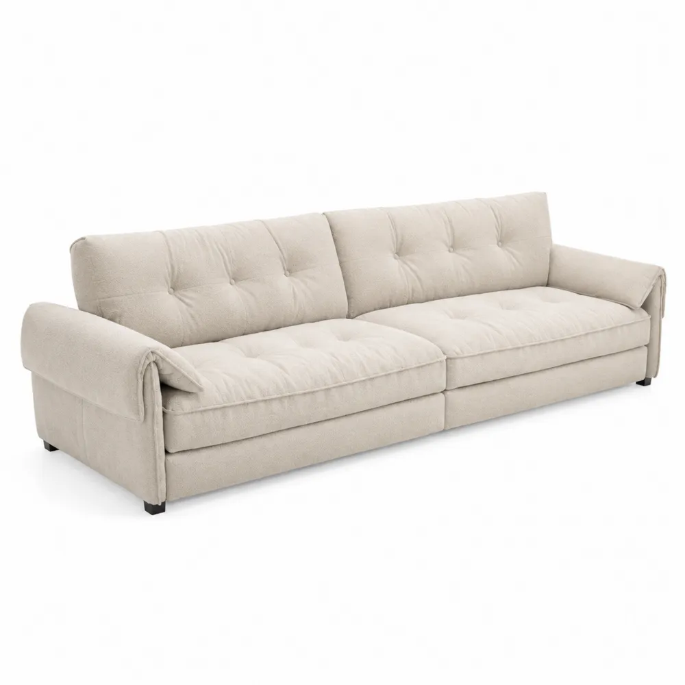 Canapé trois places en tissu Beige 220x90x75 cm-Simplivillaeu
