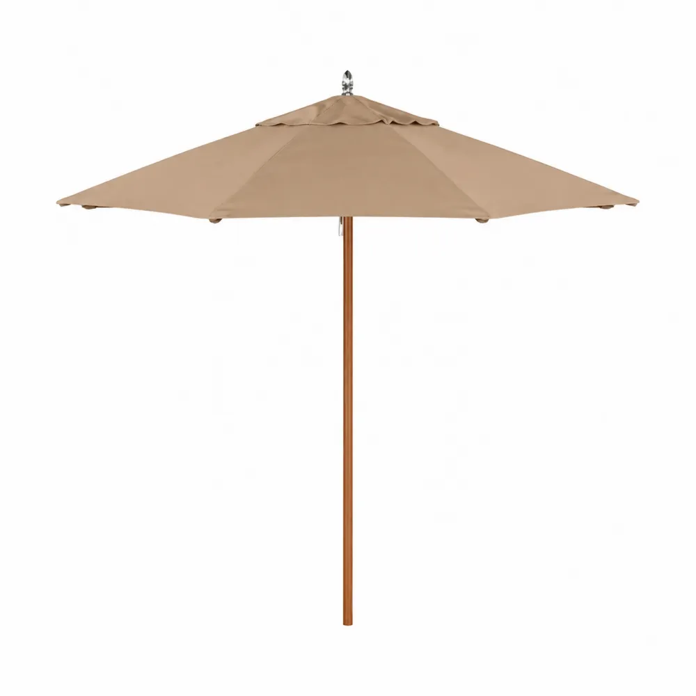 Parasol rond en bois et polyester beige, diamètre 2,5 m-Simplivillaeu