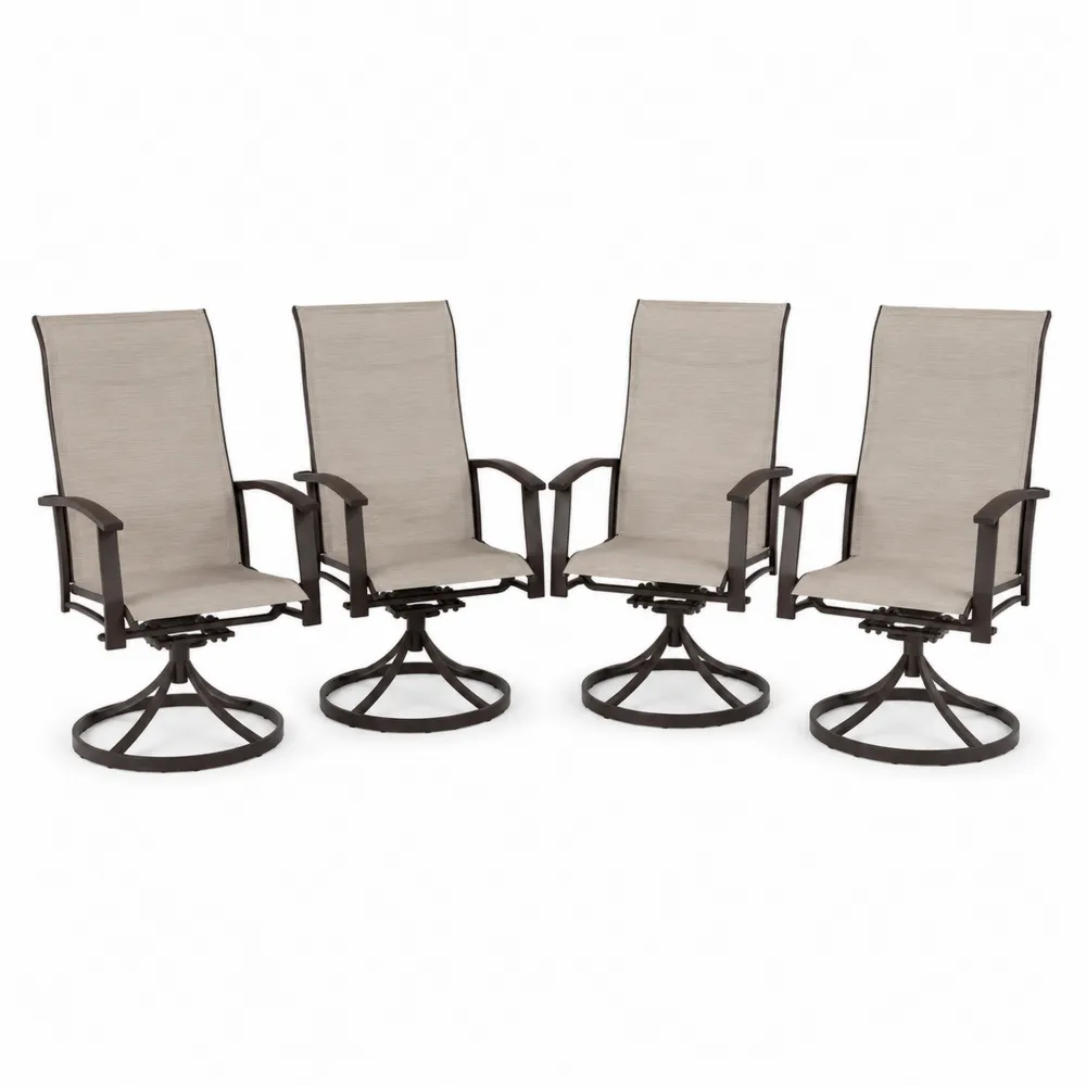 Ensemble de 4 chaises pivotantes en aluminium avec assise en textilène-Simplivillaeu