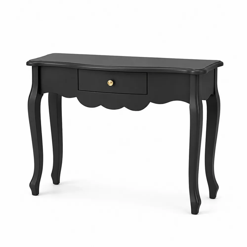 Console en bois avec tiroir central Noir 100x40x78 cm-Simplivillaeu