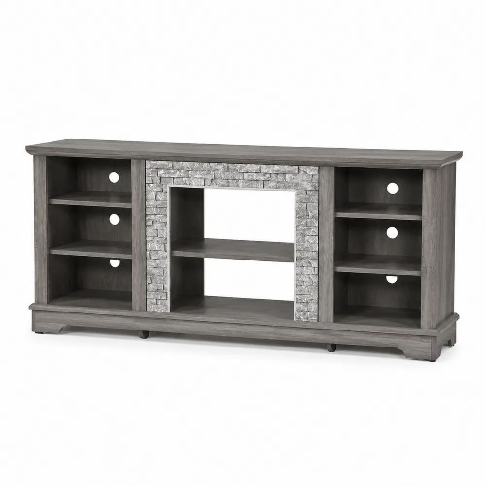 Meuble TV en bois avec effet pierre Gris-Simplivillaeu