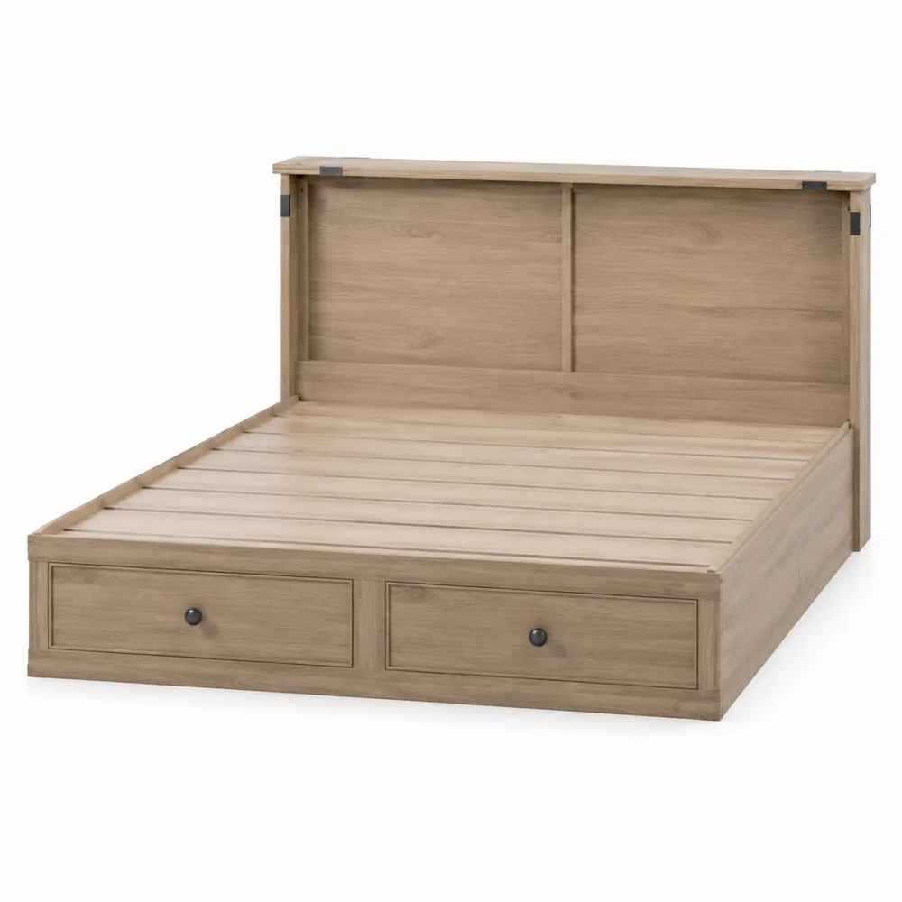 Lit double en bois avec rangements et tiroirs 200x160 cm-Simplivillaeu