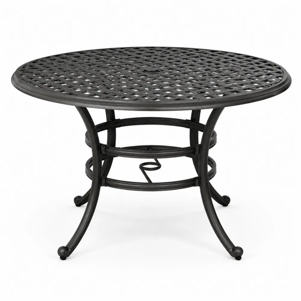 Table ronde de jardin en aluminium noir diamètre 120 cm-Simplivillaeu