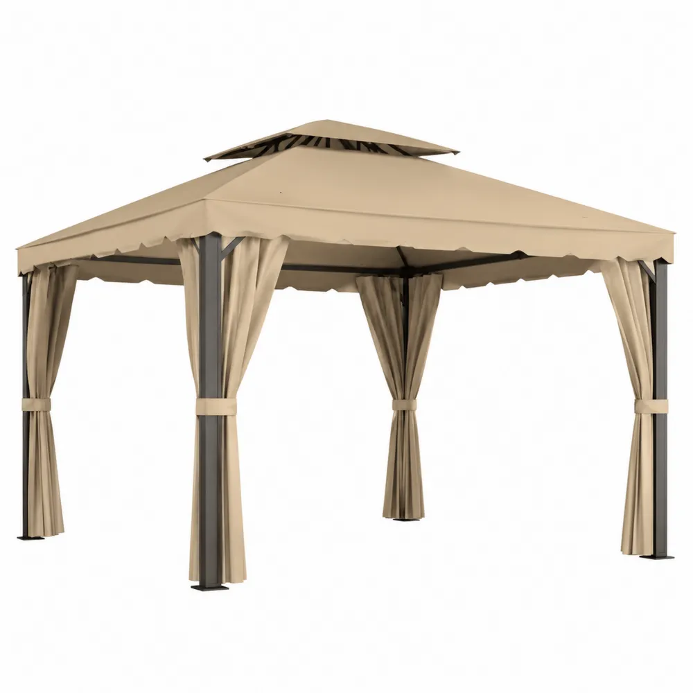 Tonnelle de Jardin en Métal et Tissu Beige 3x3 m-Simplivillaeu
