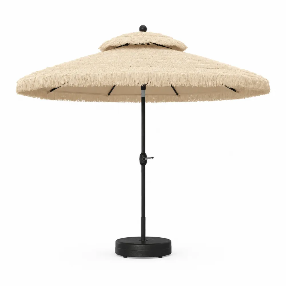 Parasol de jardin en polyester et acier Beige 300 cm-Simplivillaeu