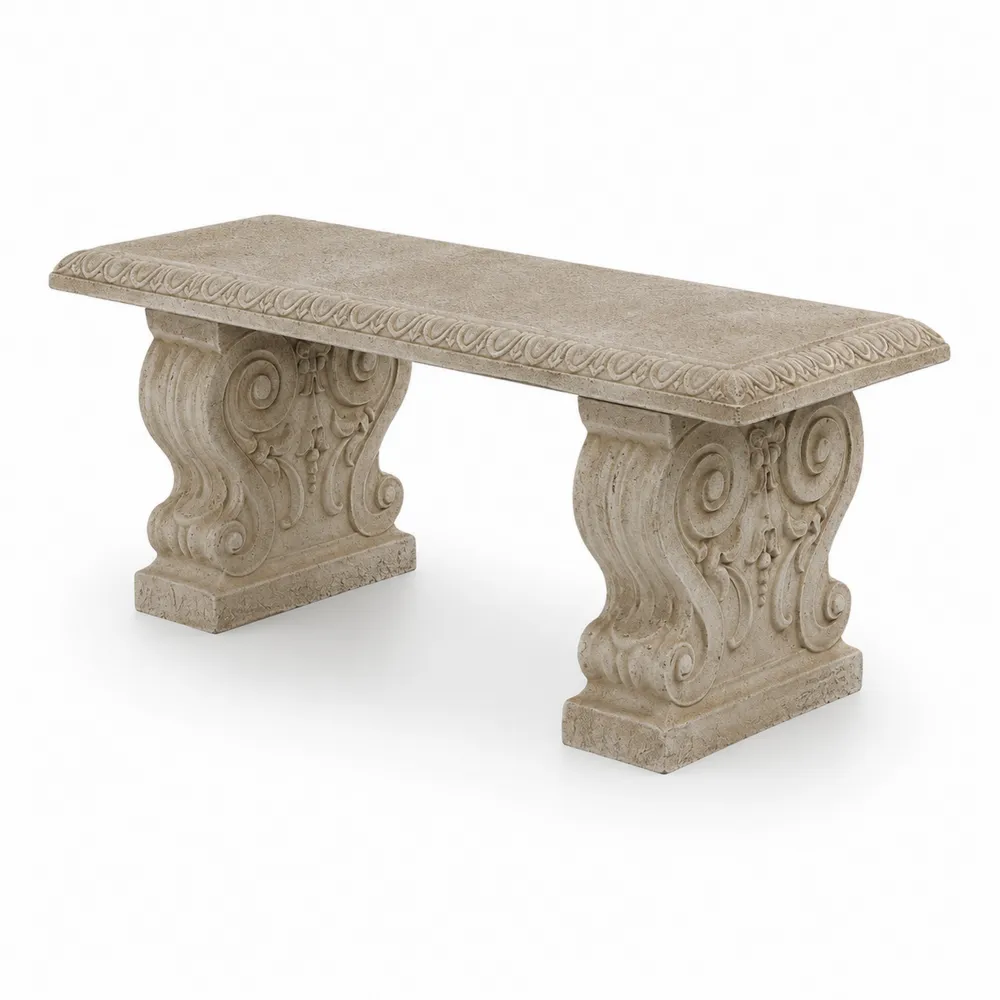 Banc en pierre beige 120 cm-Simplivillaeu