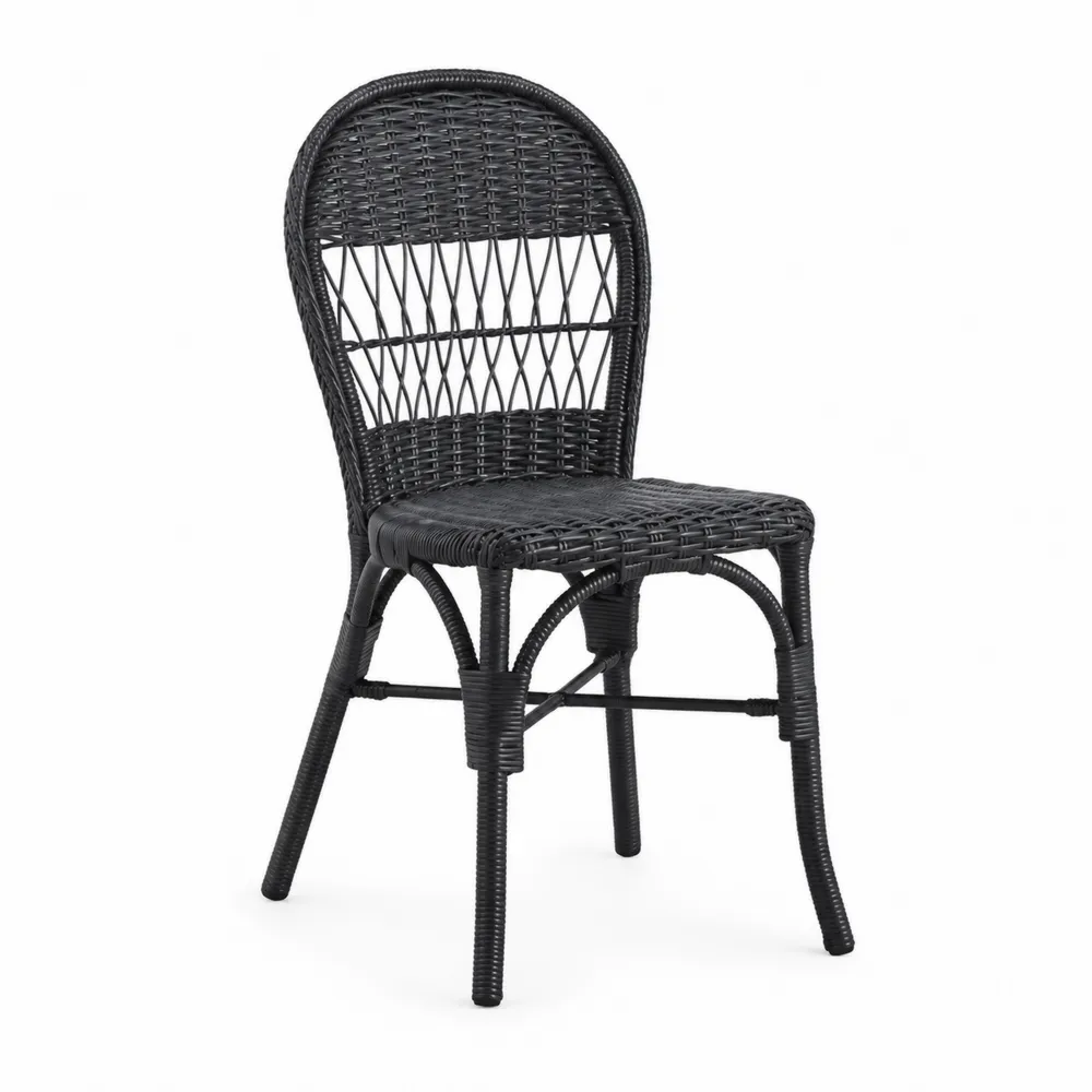 Chaise en rotin synthétique noire-Simplivillaeu