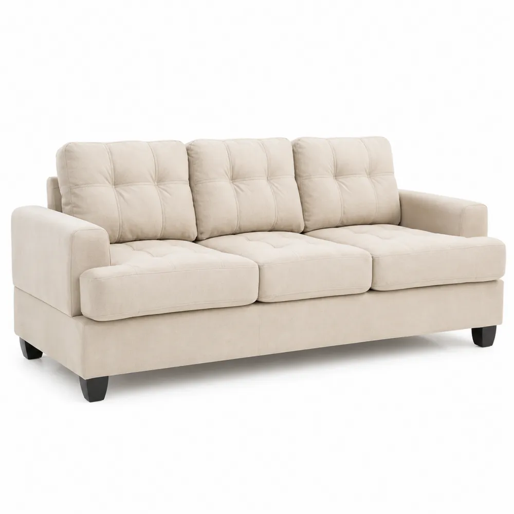 Canapé 3 Places en Microfibre Beige-Simplivillaeu