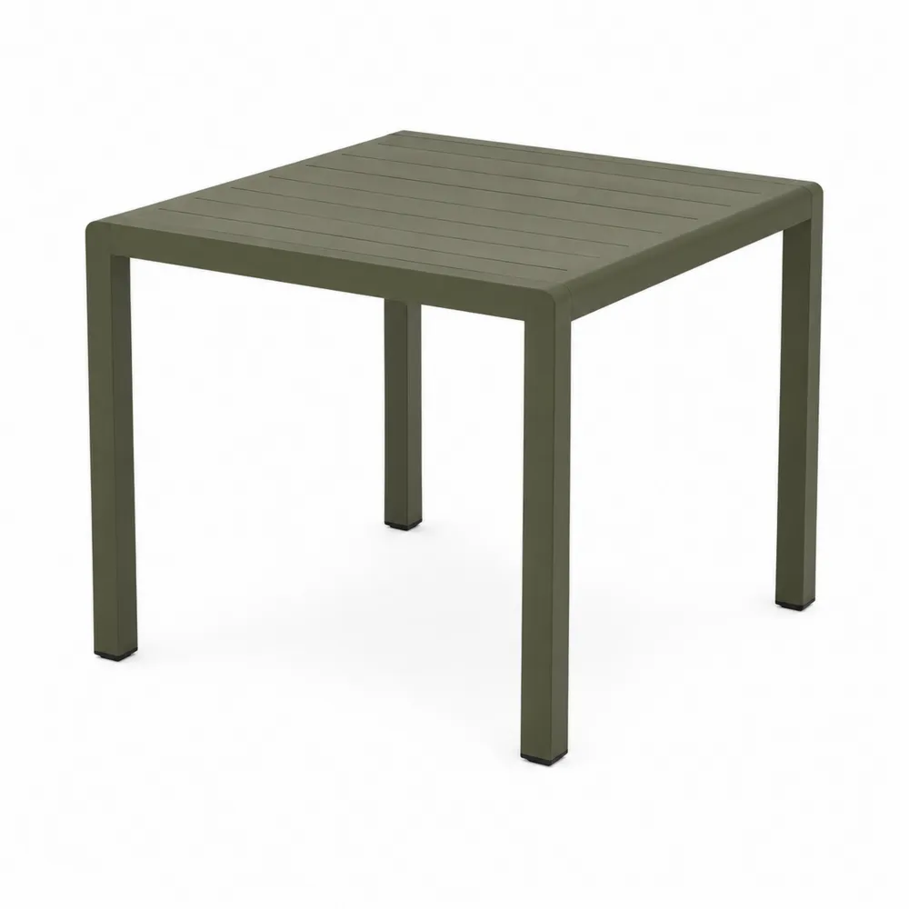 Table de jardin carrée en aluminium Vert Olive 90x90x75 cm-Simplivillaeu