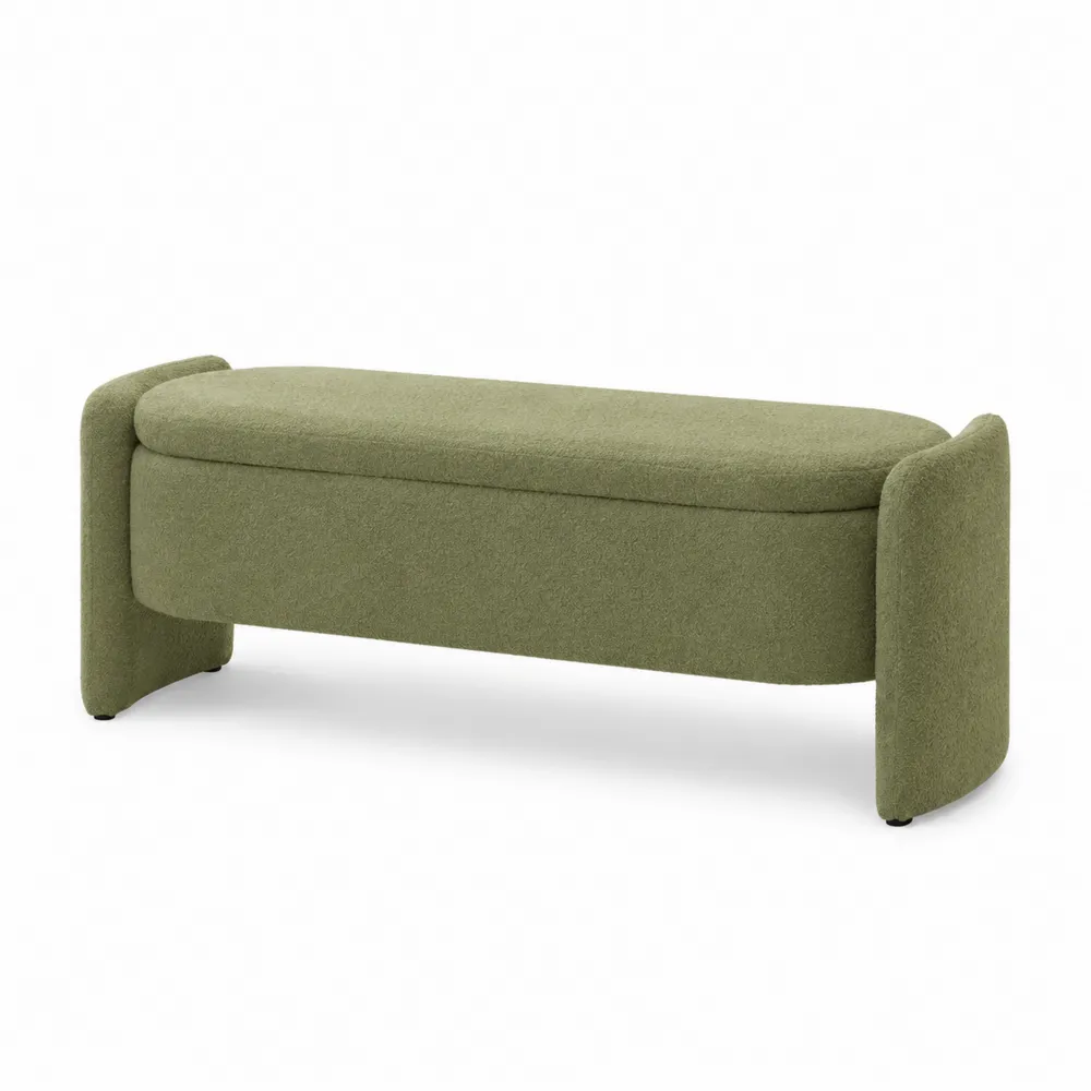 Banc de rangement en bois et polyester vert 120 cm-Simplivillaeu